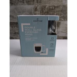 Crofton Double Wall Glass Espresso Mugs Set Of 4 New 3.5OZ
